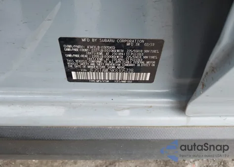 2019 Subaru Crosstrek 2.0I Limited z USA, uszkodzony, nr VIN JF2GTAMC9K8305728